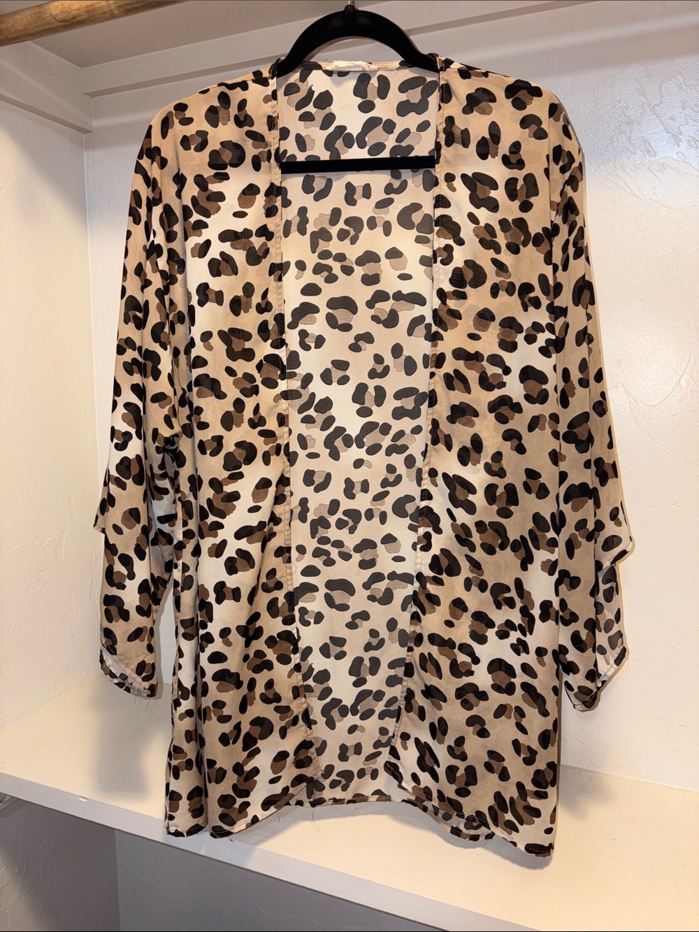 Leopard-Print Open-Front Cape in Cream and Black
